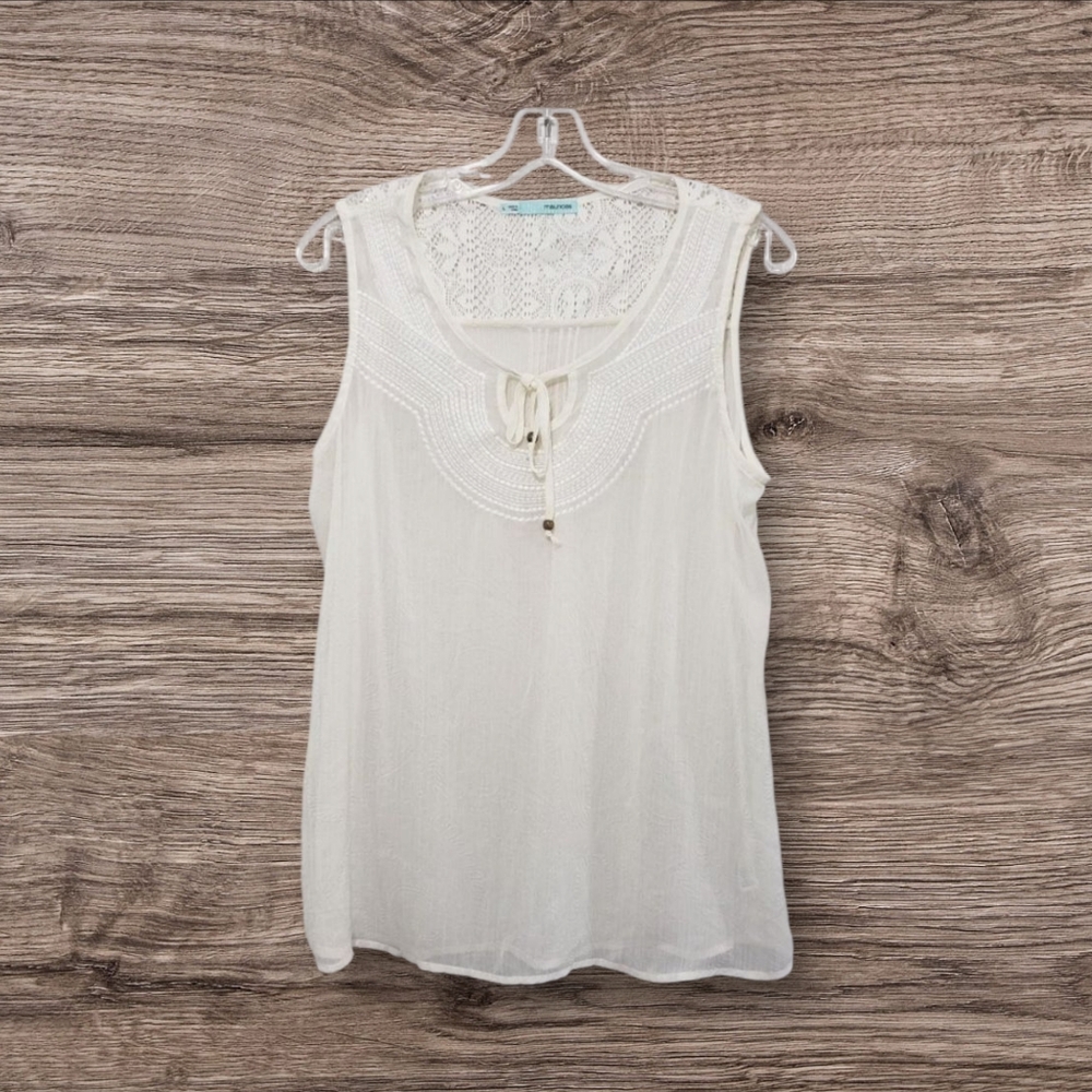 Maurices Semi-sheer sleeveless embroidered and‎ paisley embossed top